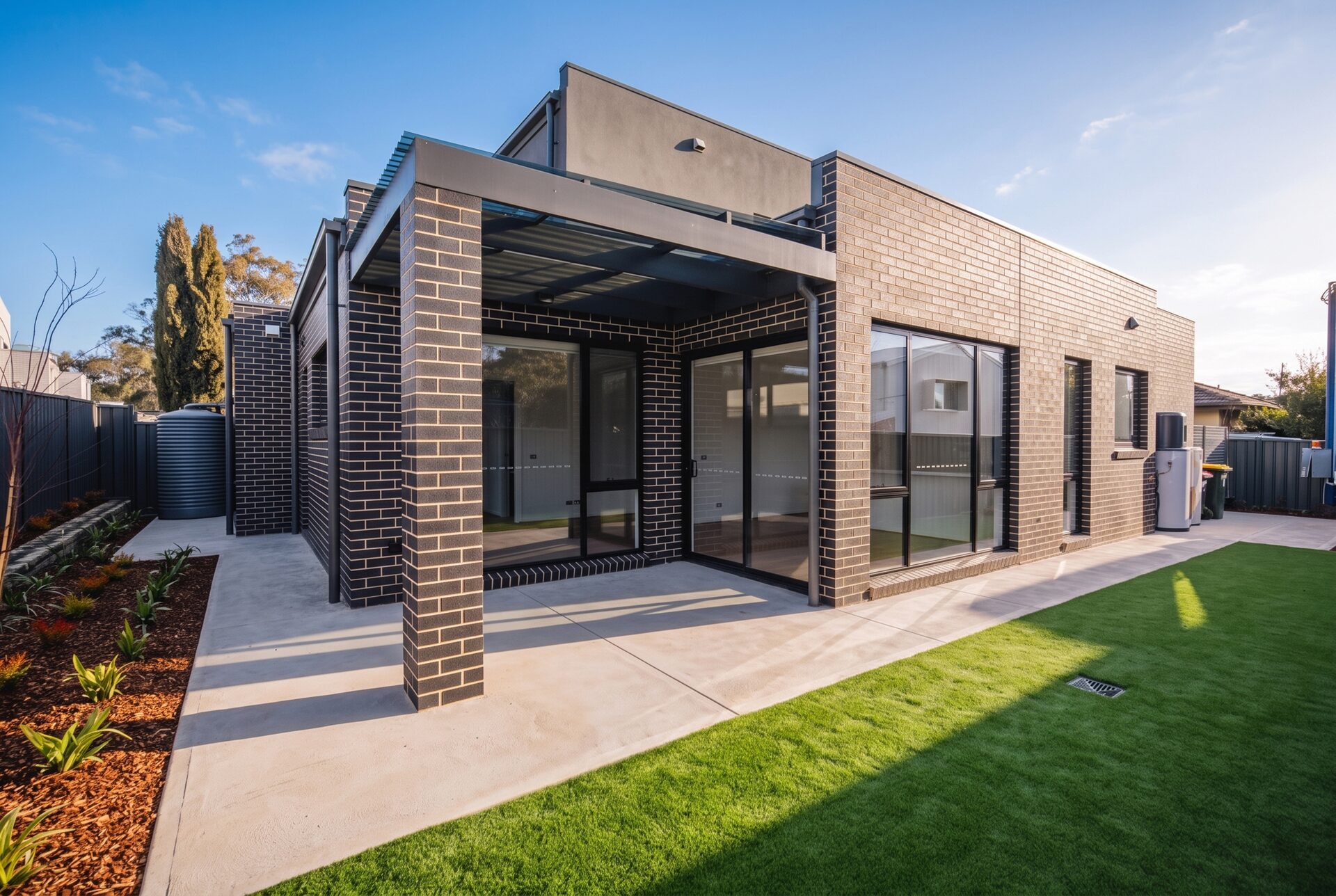 Rear courtyard of the Prestige townhouses